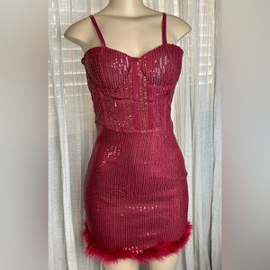 ❗️SALE❗️New Burgundy Sequin Mini Dress